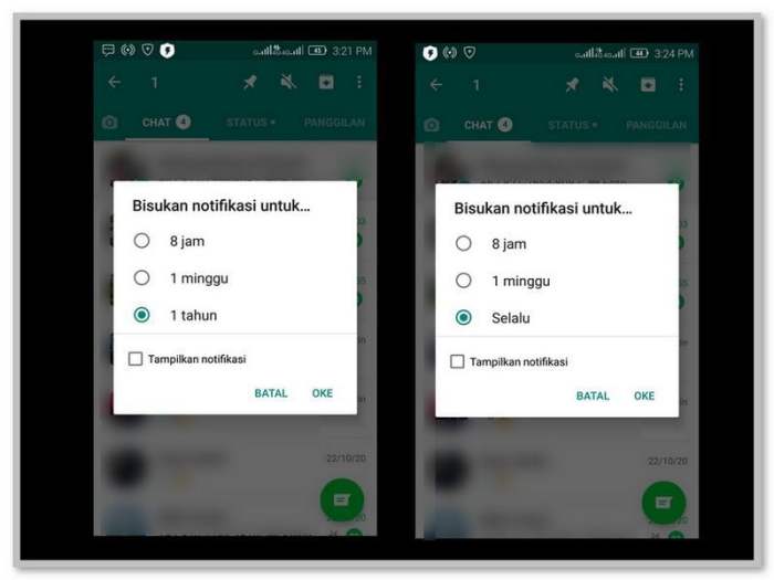 Maksud bisukan notifikasi di wa