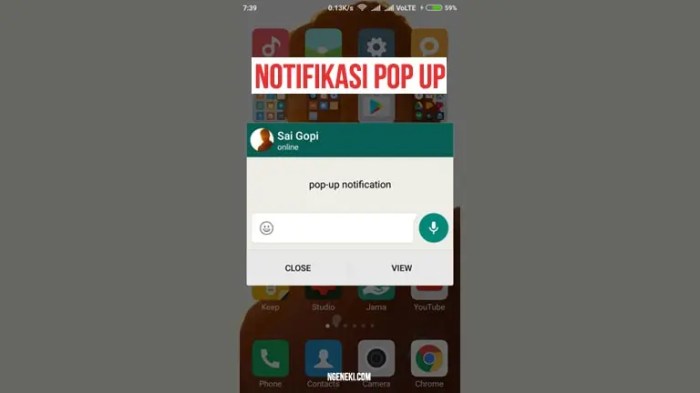 Notifikasi memunculkan