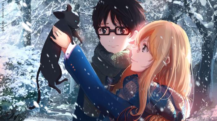 Shigatsu kimi uso wa anime manga wallpaper kaori arima kousei cat snow miyazono girls wallpapers girl desktop background mobile hipwallpaper