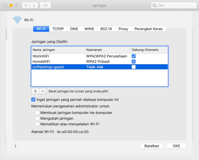 Cara melupakan jaringan wifi di iphone