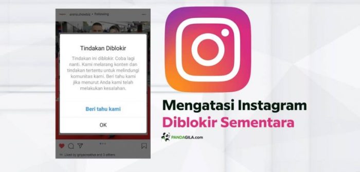 Instagram diblokir sementara berapa lama