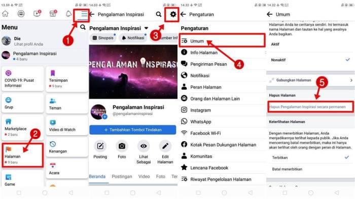 Cara menghapus halaman facebook