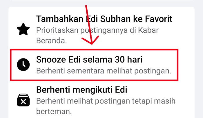 Arti snooze di fb