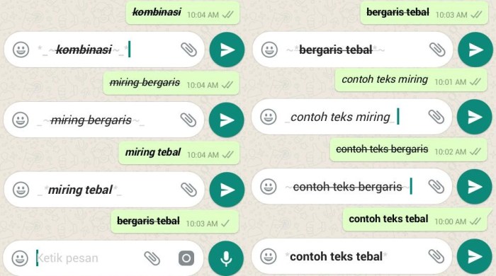 Cara memiringkan tulisan di wa