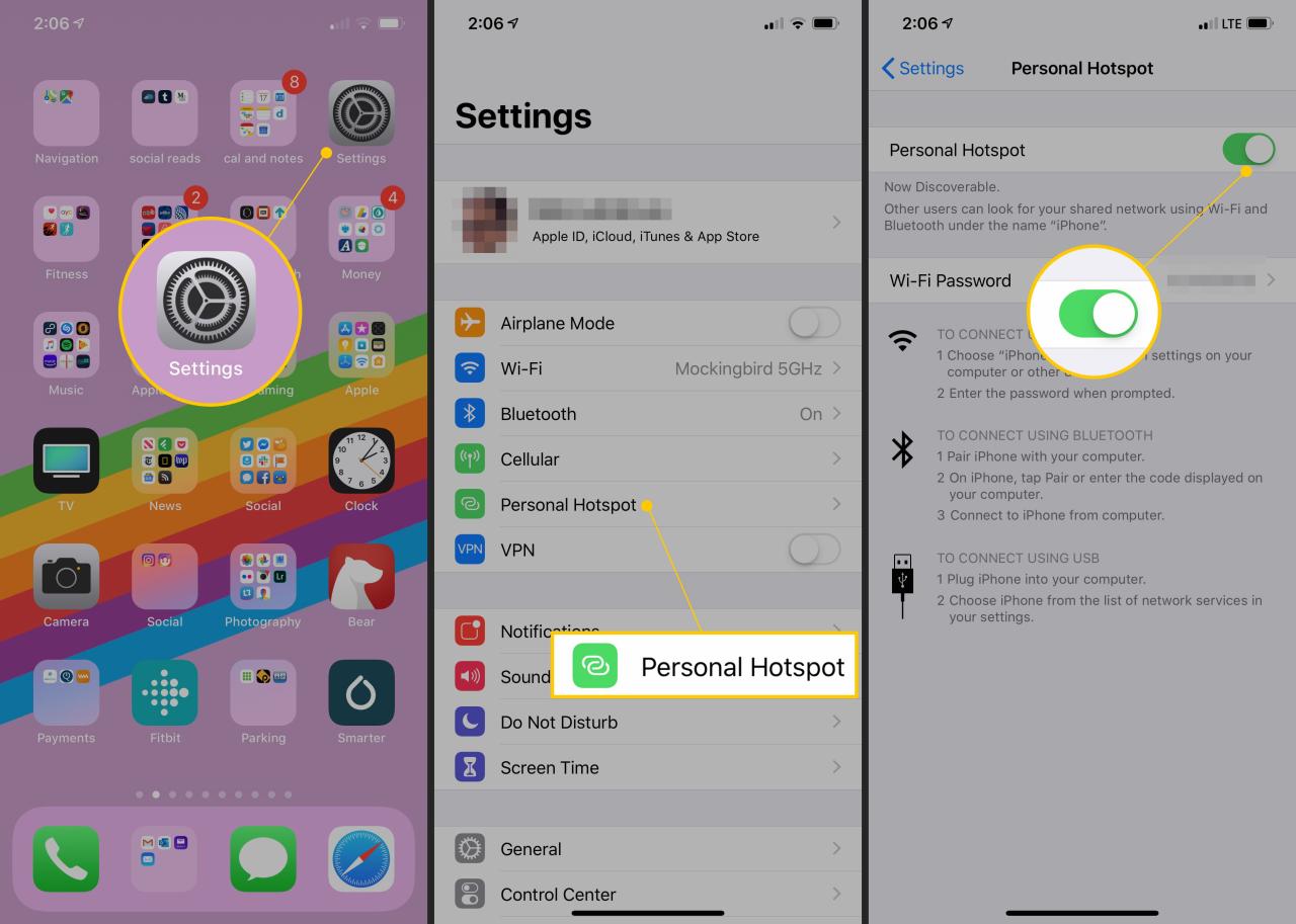 Setting personal hotspot iphone