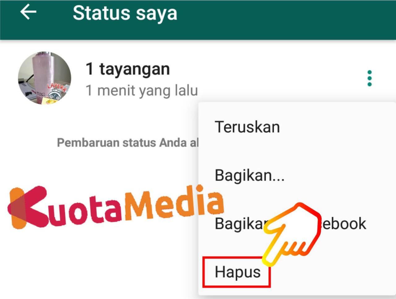 Hapus menghapus status sendiri opsi muncul pilih kemudian cukup